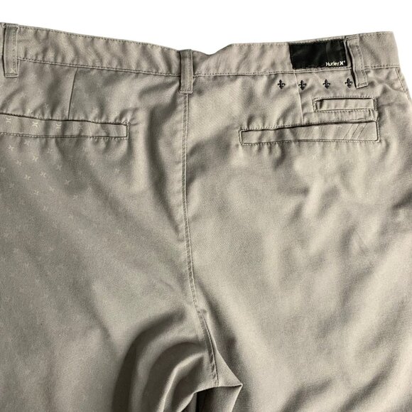 Hurley High Rise Flat Front Shorts 33 Grey Button Zip Pockets Belt Loops 12 in - Picture 5 of 6